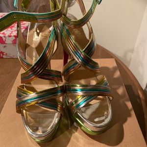 Louboutin Meteorita Metallic Leather Platform